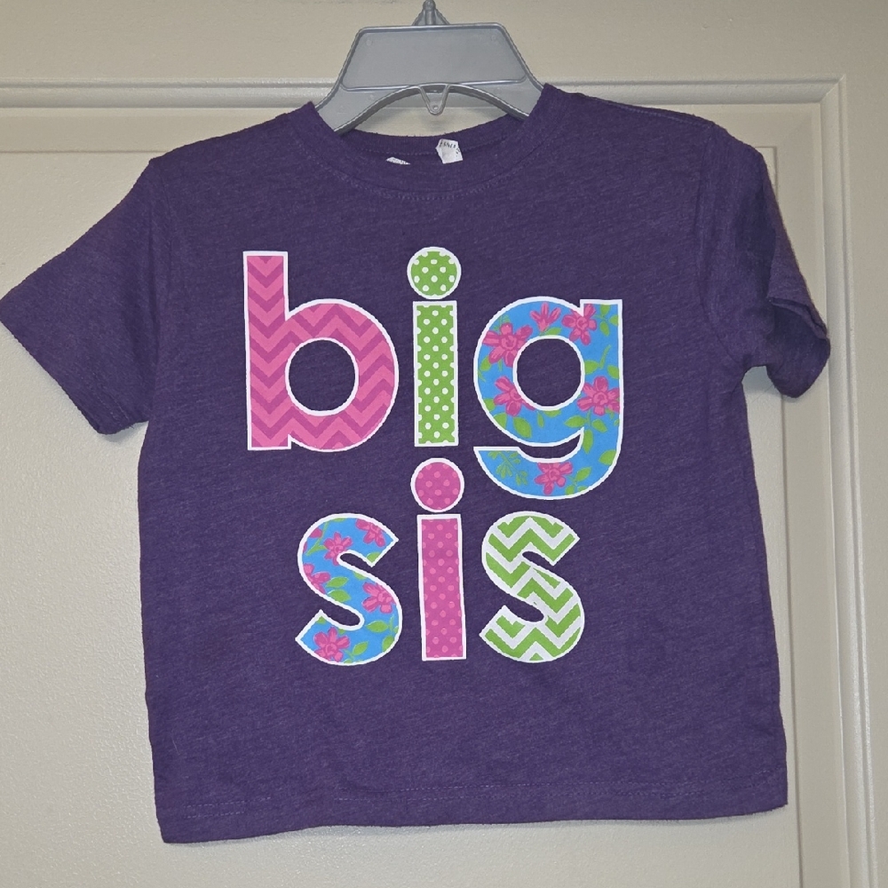Rabbit Skins Purple 'Big Sis' Kids T-Shirt